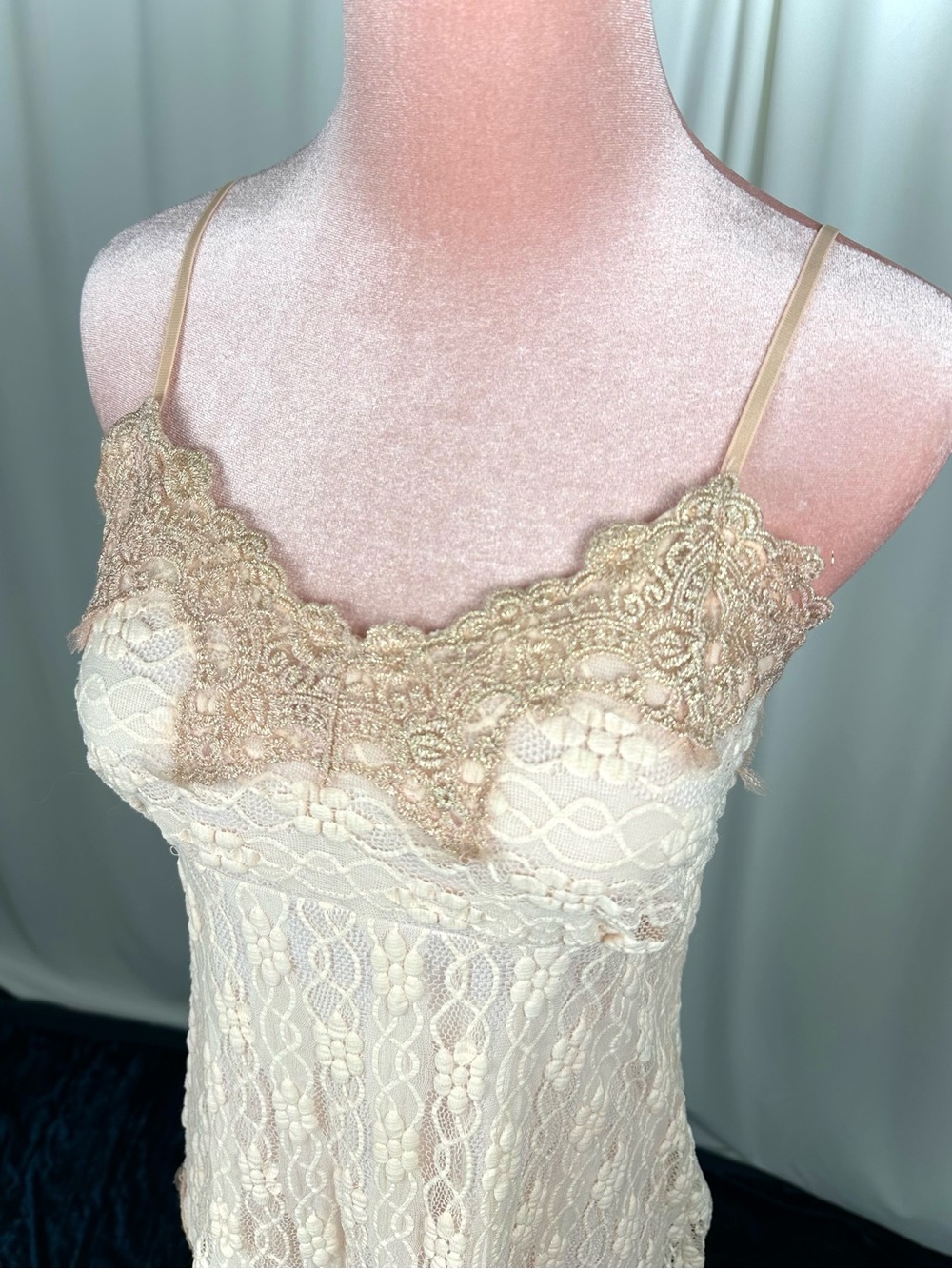 Vintage MKM Designs Lace Cami Top Cream Gold Fairycore XS/S - Picture 3 of 16